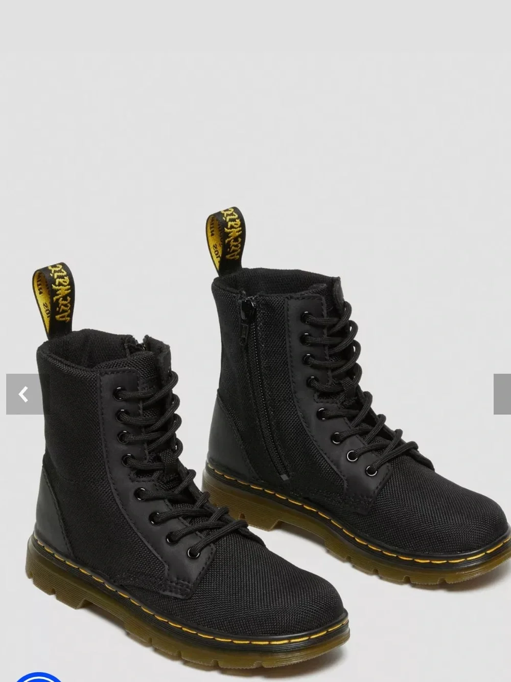 Dr. Martens Black boots lace up junior combs side zip boys youth size 3
